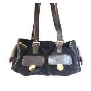 Maxx New York Black Suede Purse/Duffel Bag